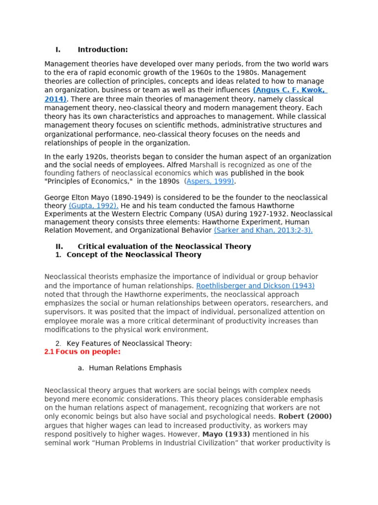 Neoclassicism intelligence overview