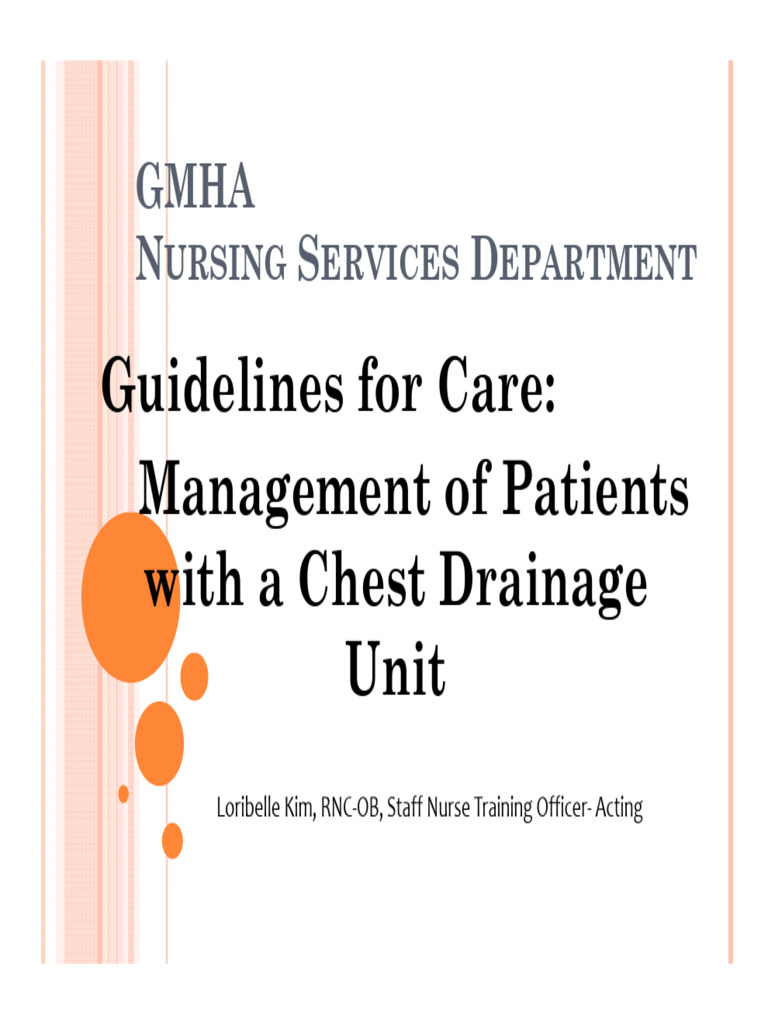 Management of Patient With Chest Drainage Unit Online Exam | PDF ...