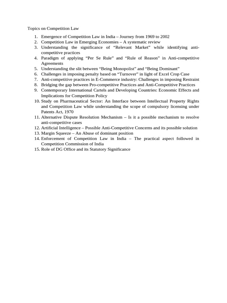 Key Insights on Competition Law in India | PDF