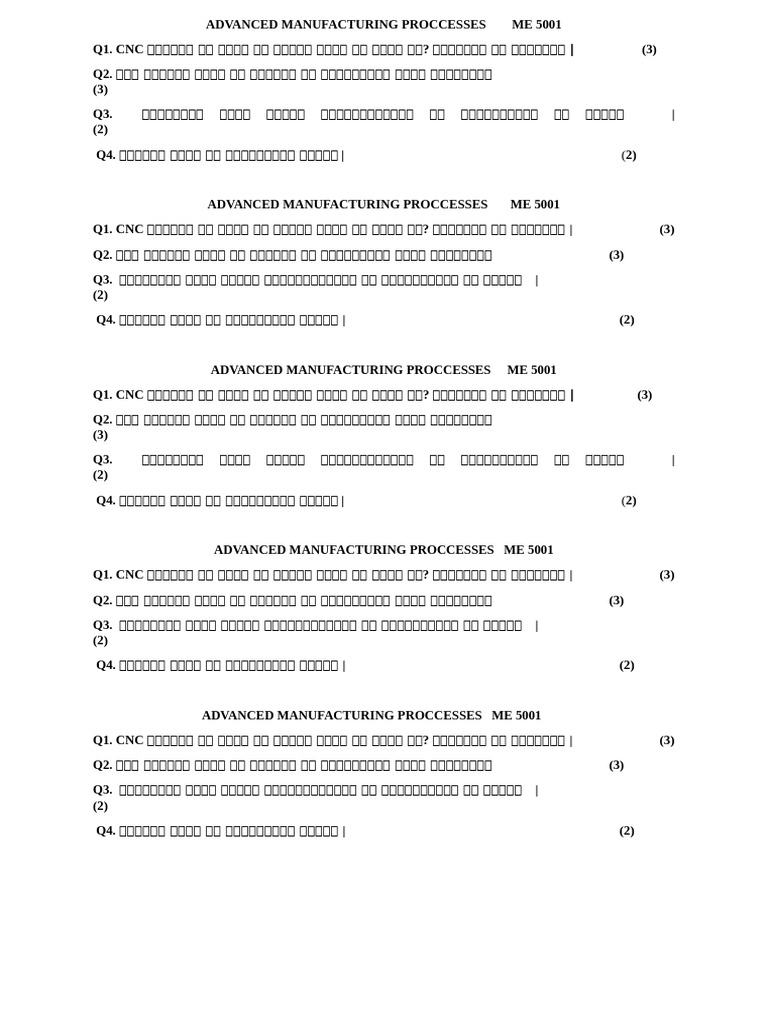 Advanced Manufacturing Proccesses Test 2 | PDF