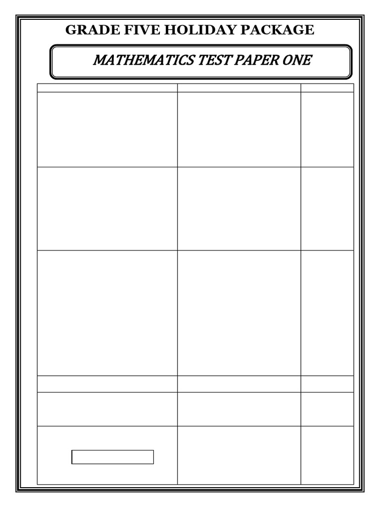 Grade Five Holiday Package 2025 | PDF | Seed | Sun