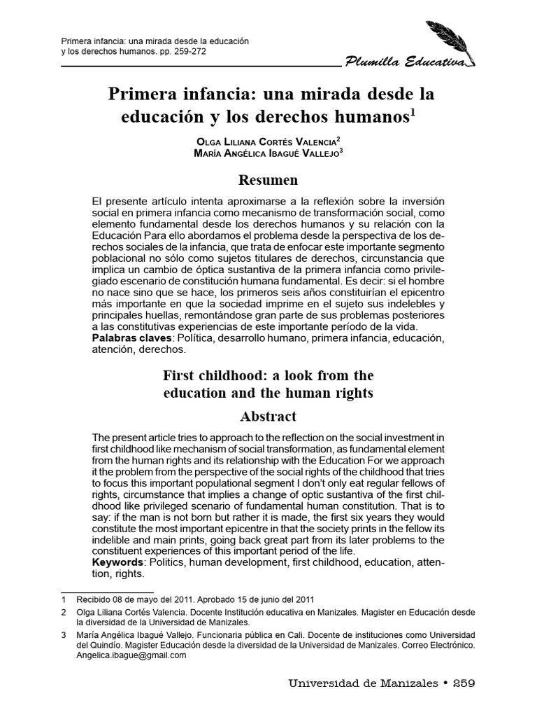 Educación y derechos en la primera infancia | PDF | Adultos | Educación ...