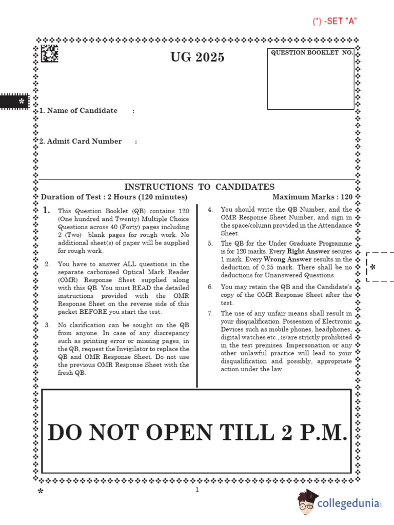 CLAT UG 2025 Question Paper With Answer Key Set A | PDF | Crimes ...