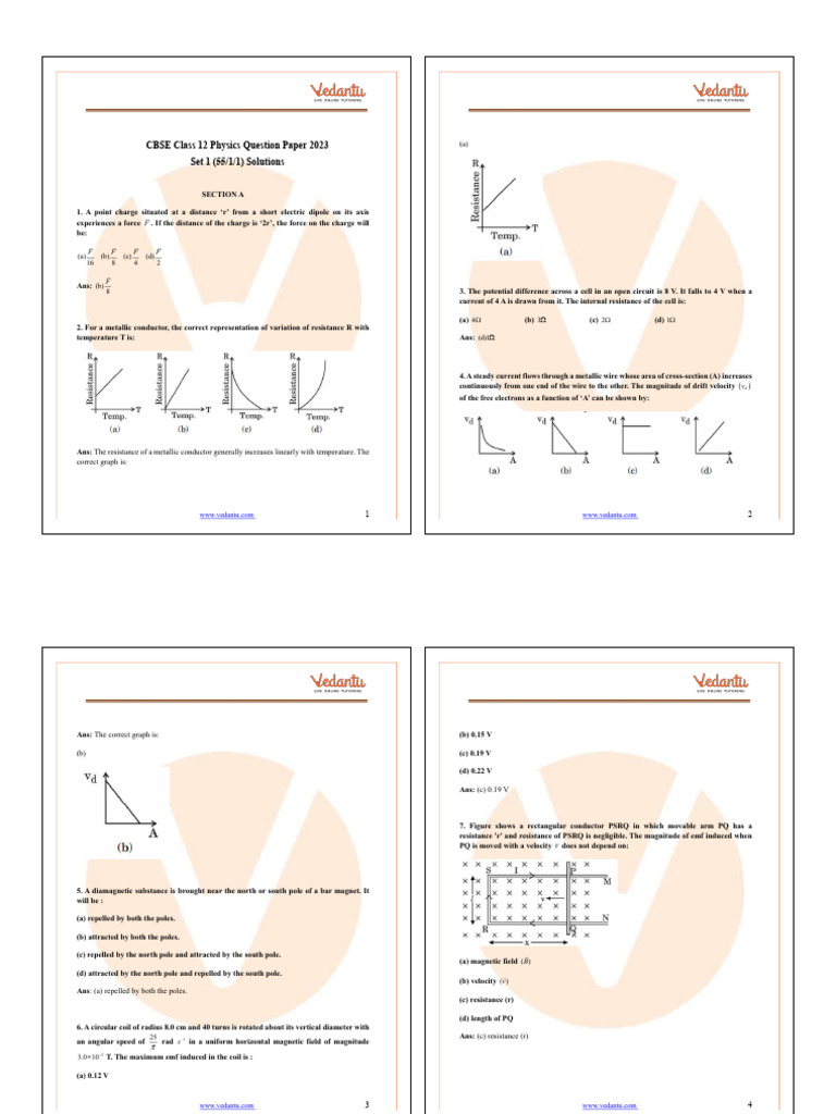 CBSE Class 12 Physics 2023 Solutions | PDF | Electrical Impedance | P–N ...