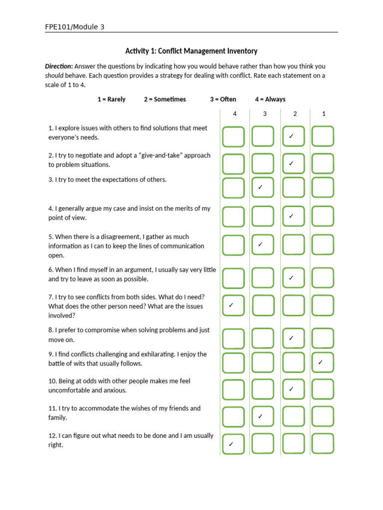 Conflict Management Style Assessment | PDF | Conflict Resolution