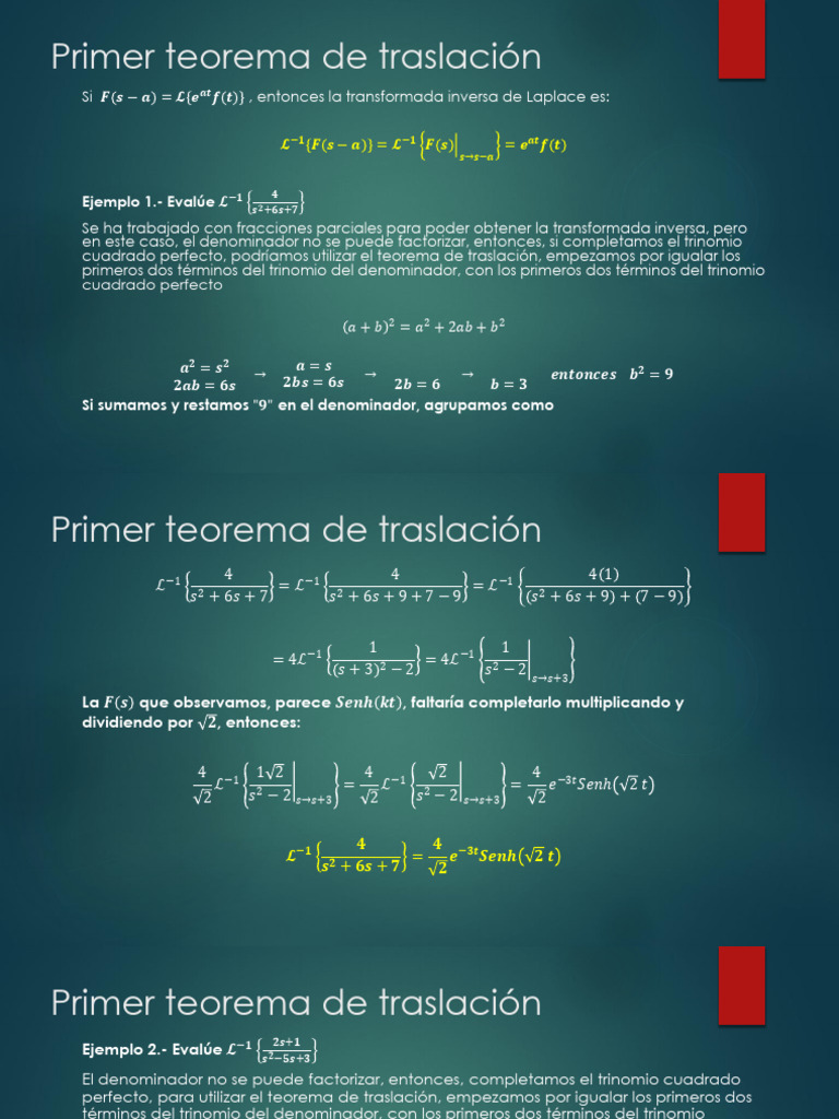 Teorema de Traslación en Laplace | PDF | Factorización | Conceptos ...