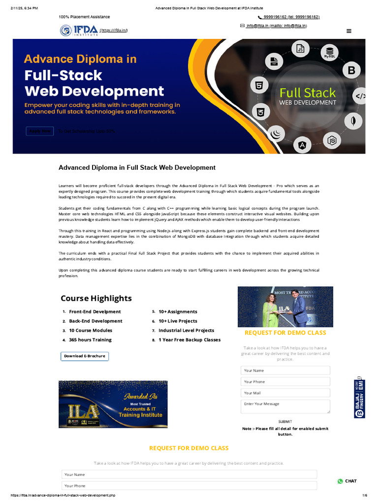 Advanced Diploma in Full Stack Development | PDF | Web Development ...