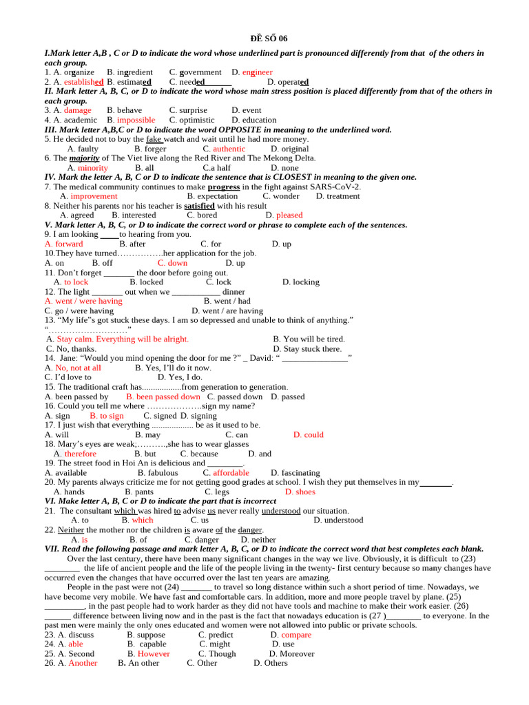 English Language Proficiency Test 06 | PDF | Cost Of Living | English ...