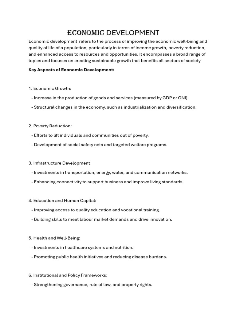 Understanding Economic Development Factors | PDF | Economic Growth ...