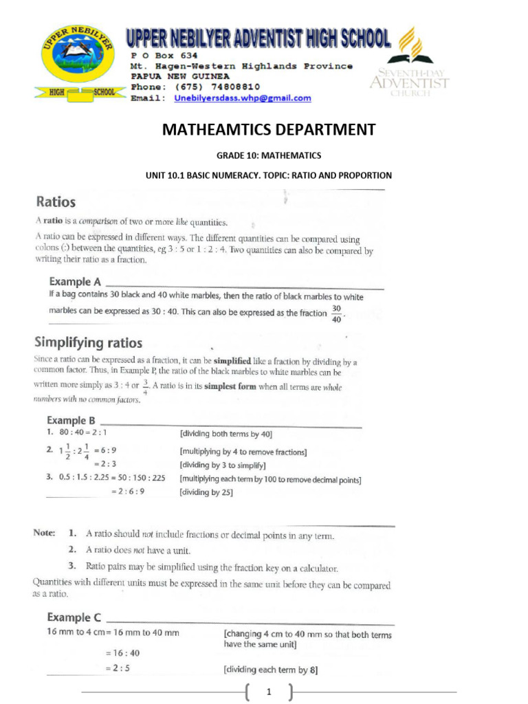 Ratio and Proportion | PDF