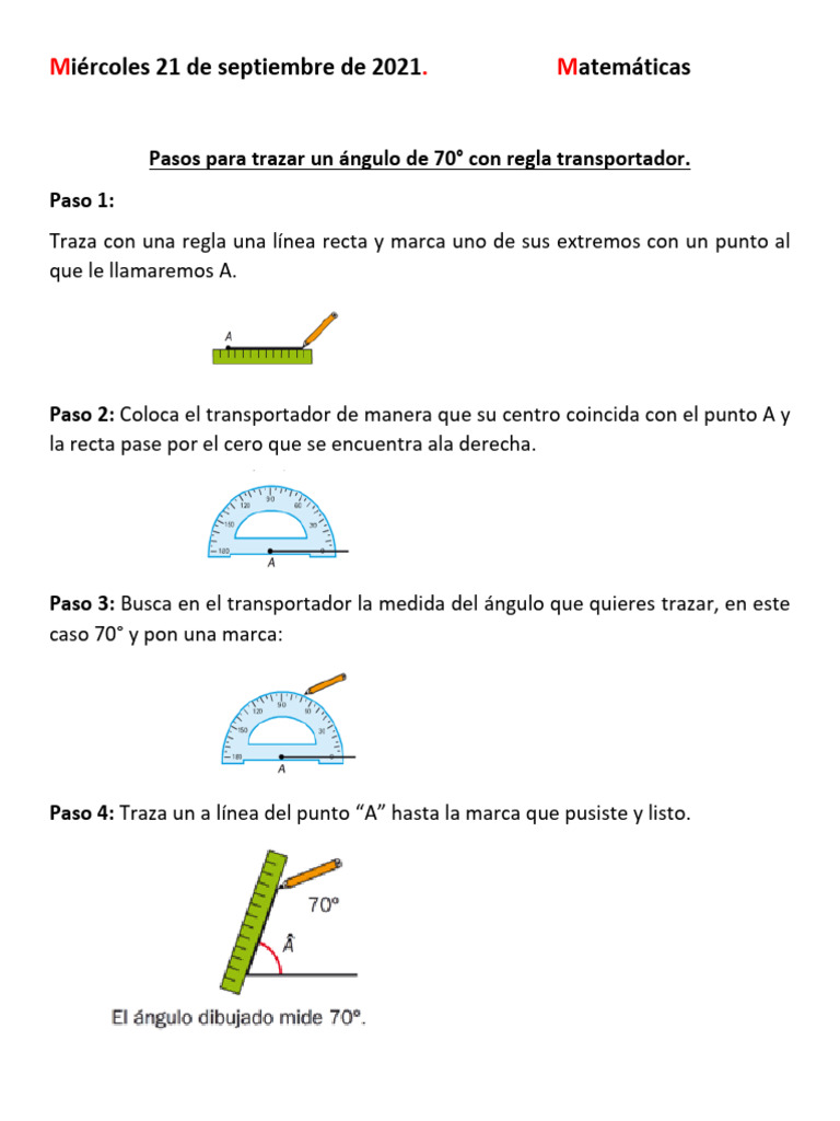 Cómo trazar un ángulo de 70 grados | PDF