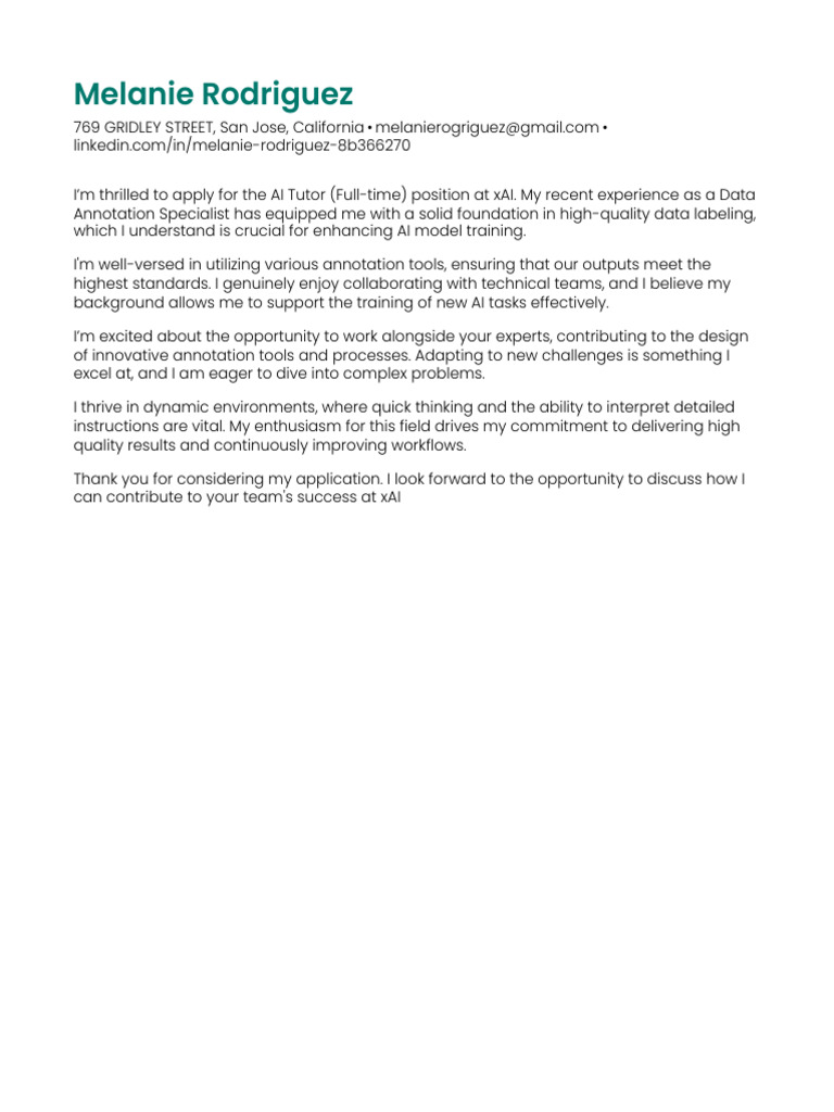 Melanie Cover Letter | PDF