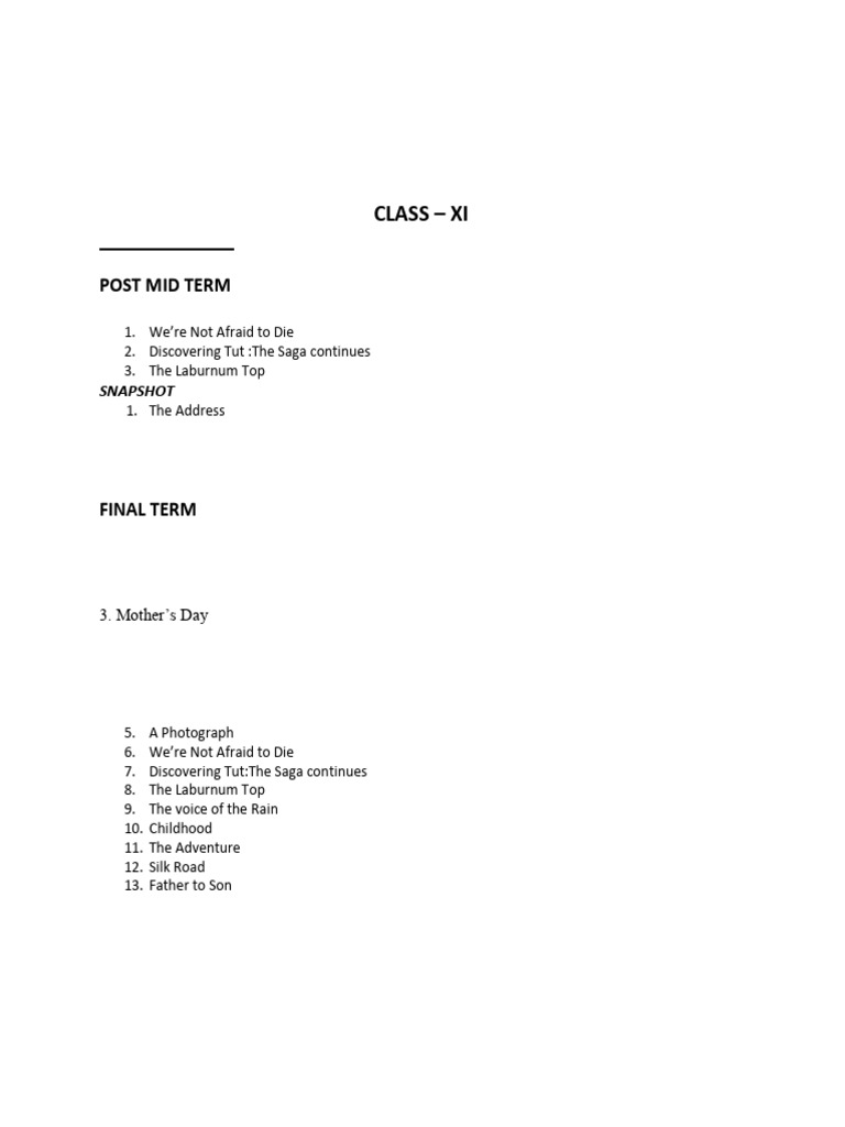 Science Xi Portion For Post Mid Term and Final Term Examination | PDF ...