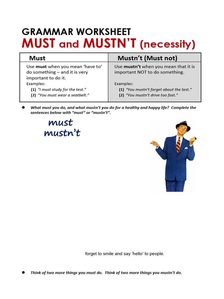 Must and Mustn't Usage Examples | PDF