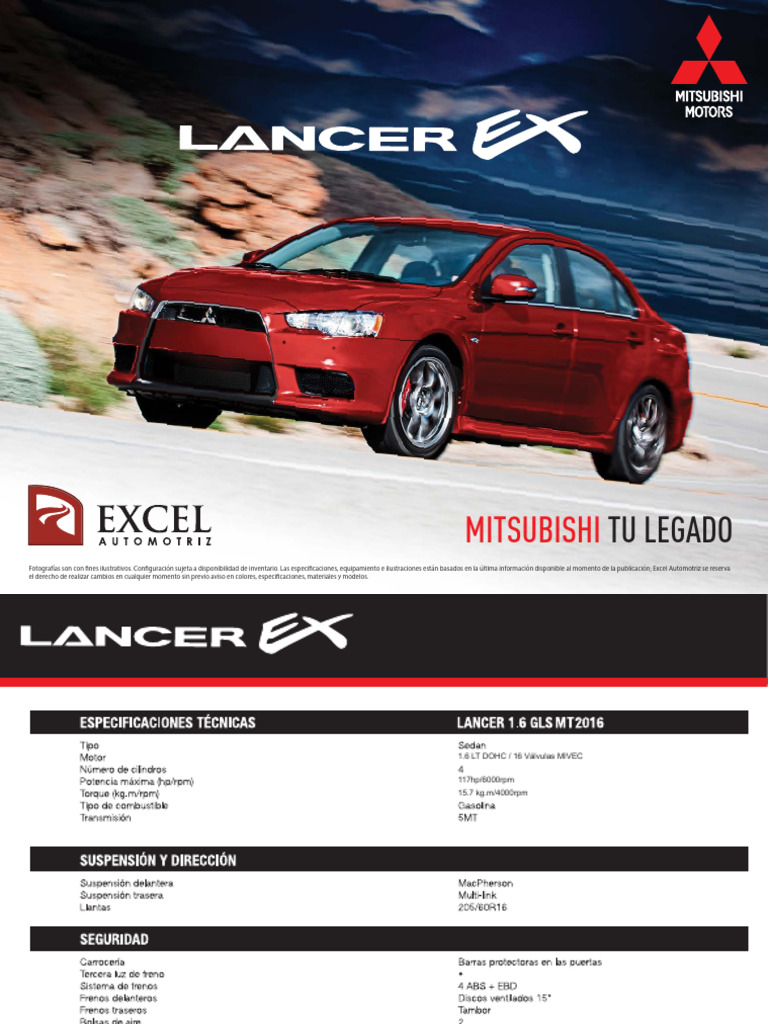 Mitsubishi Lancer: Especificaciones y Legado | PDF