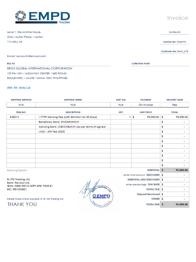 Invoice 2982992 BRICS EMPD 060225 | PDF | Invoice | Money