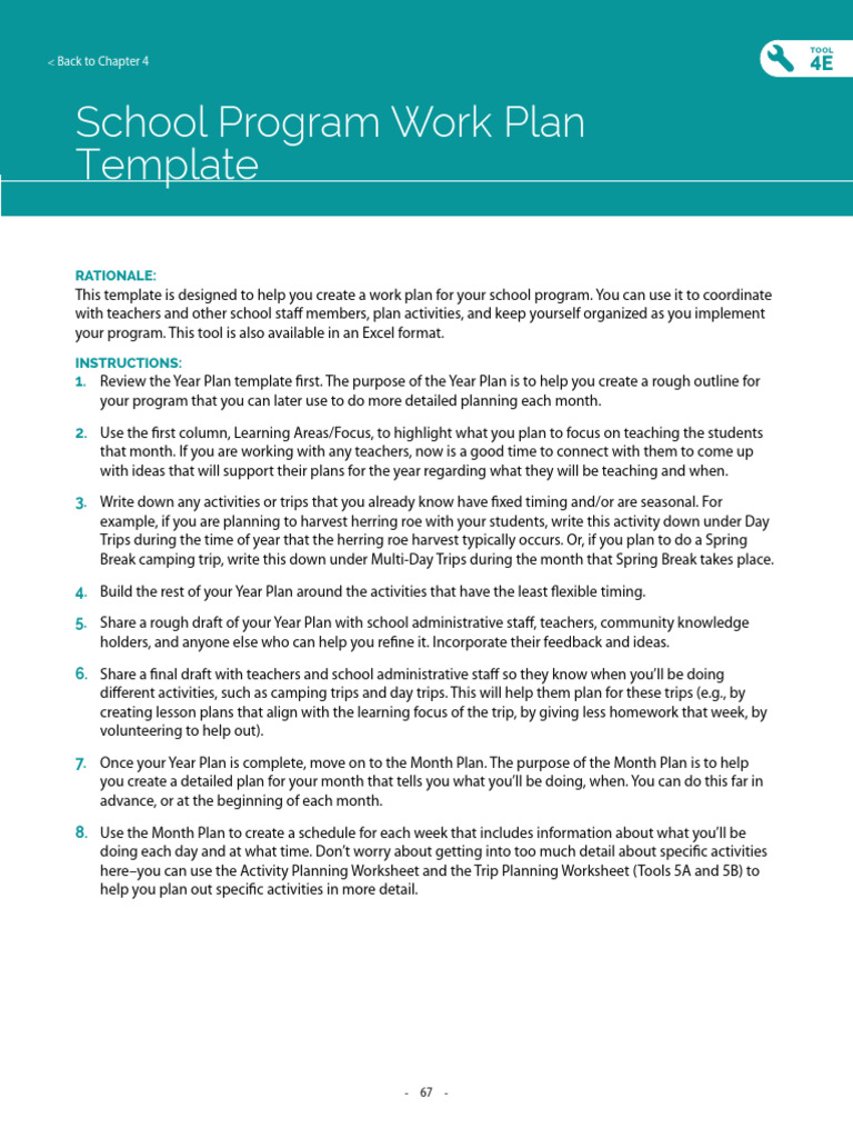 School Program Work Plan Template | PDF