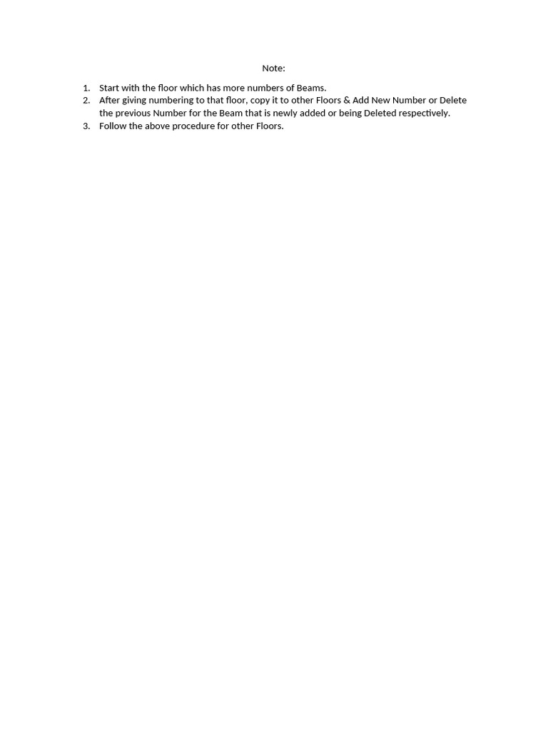 Beam Numbering Procedure for Floors | PDF
