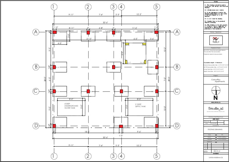 Excavation and Footing Plan Drawing | PDF