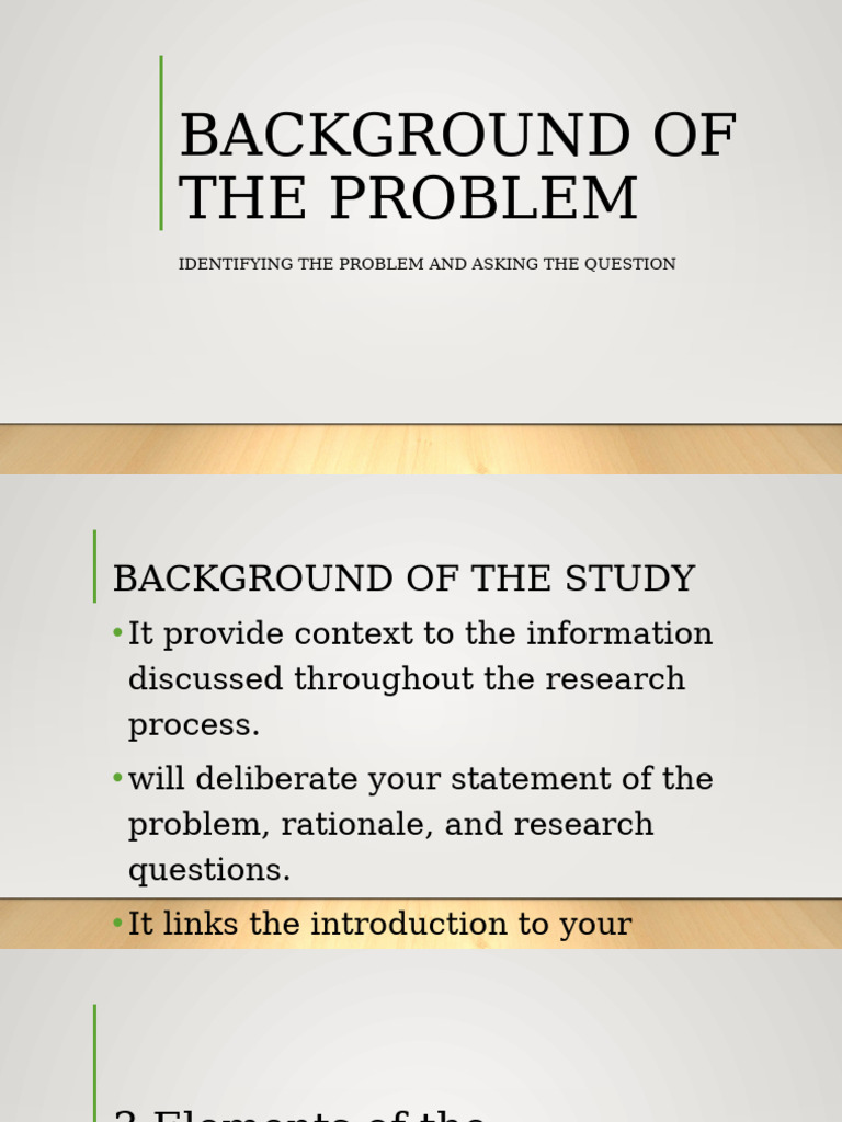 2.1 Background of The Problem | PDF