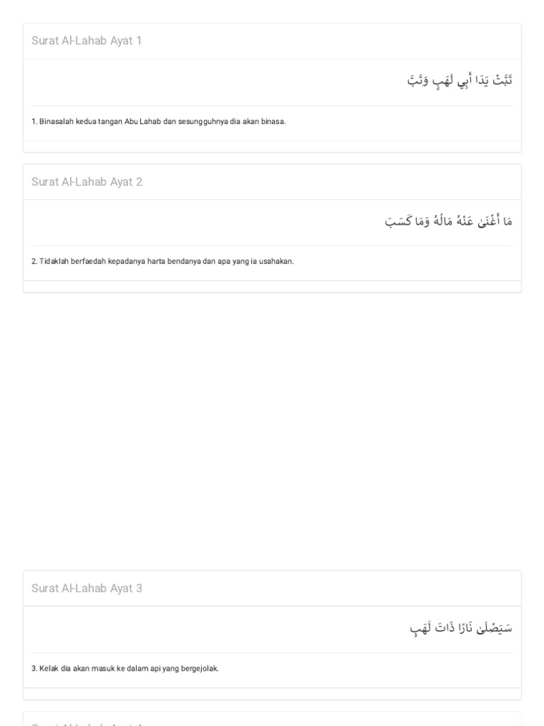 Tafsir Surat Al-Lahab Ayat 1-5 | PDF