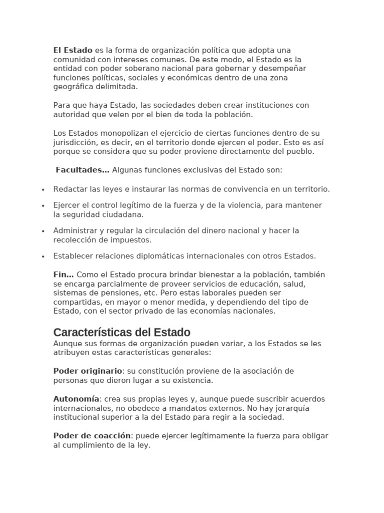 Características y Tipos de Estado | PDF | Estado (política) | República