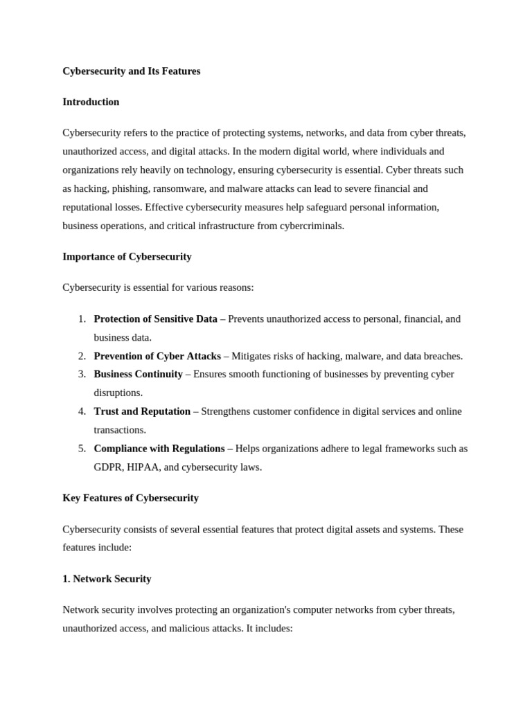 Key Features of Cybersecurity Explained | PDF | Security | Computer ...