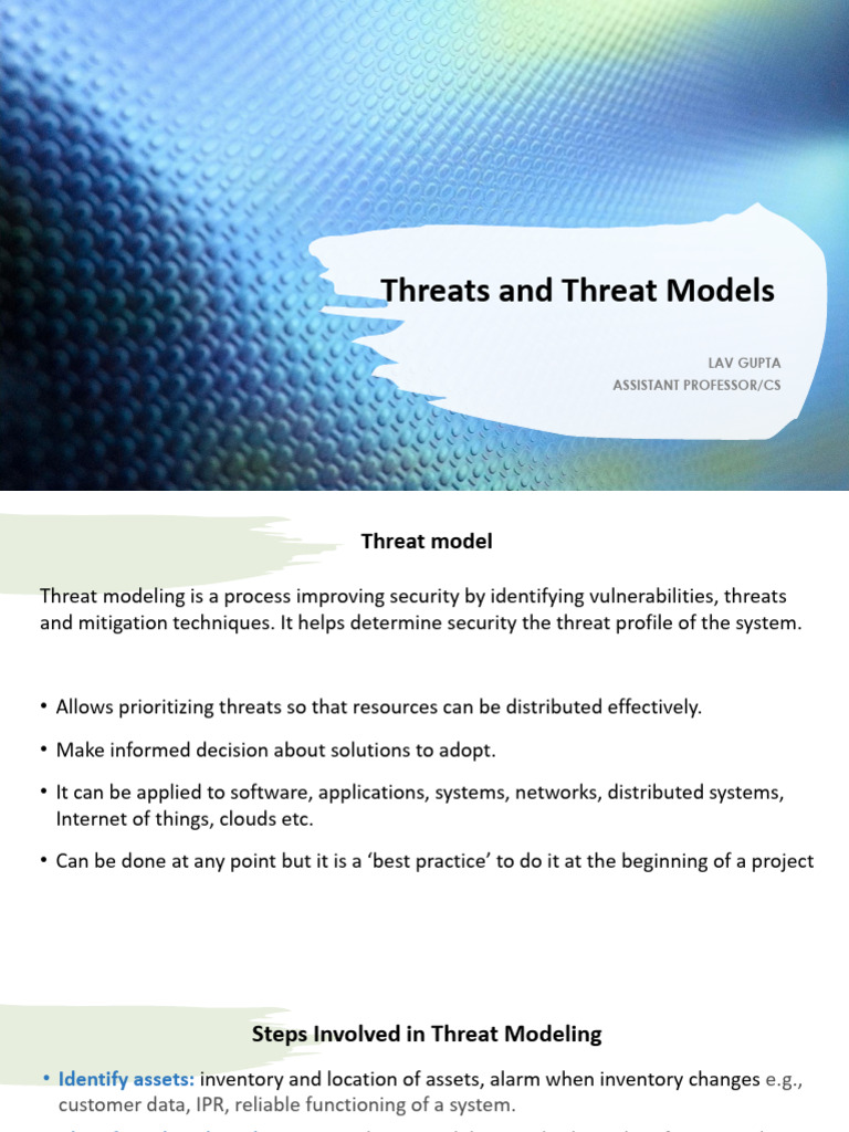 Infosec Threats And Threat Models 2 Pdf Security Computer