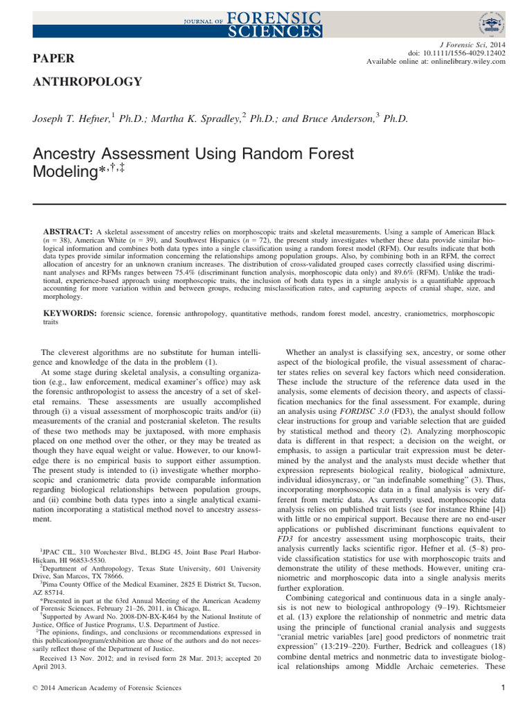 Ancestry Assessment via Random Forest Model | PDF | Statistical ...