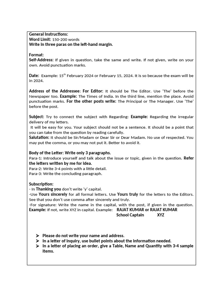 Sample Letters for Various Complaints | PDF