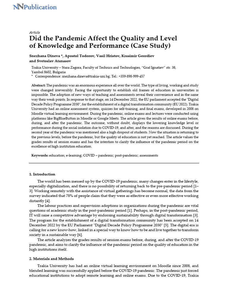 Pandemic's Impact on Education Quality | PDF | Educational Technology ...