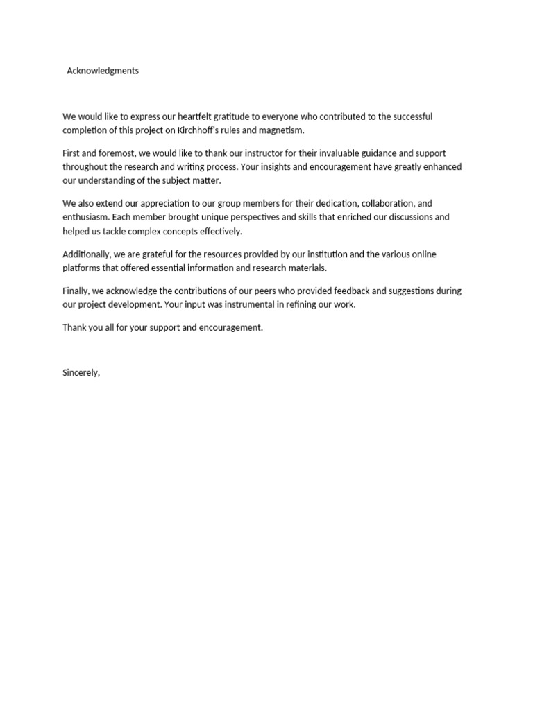 Acknowledgments-WPS Office | PDF | Electromagnetic Induction | Inductor