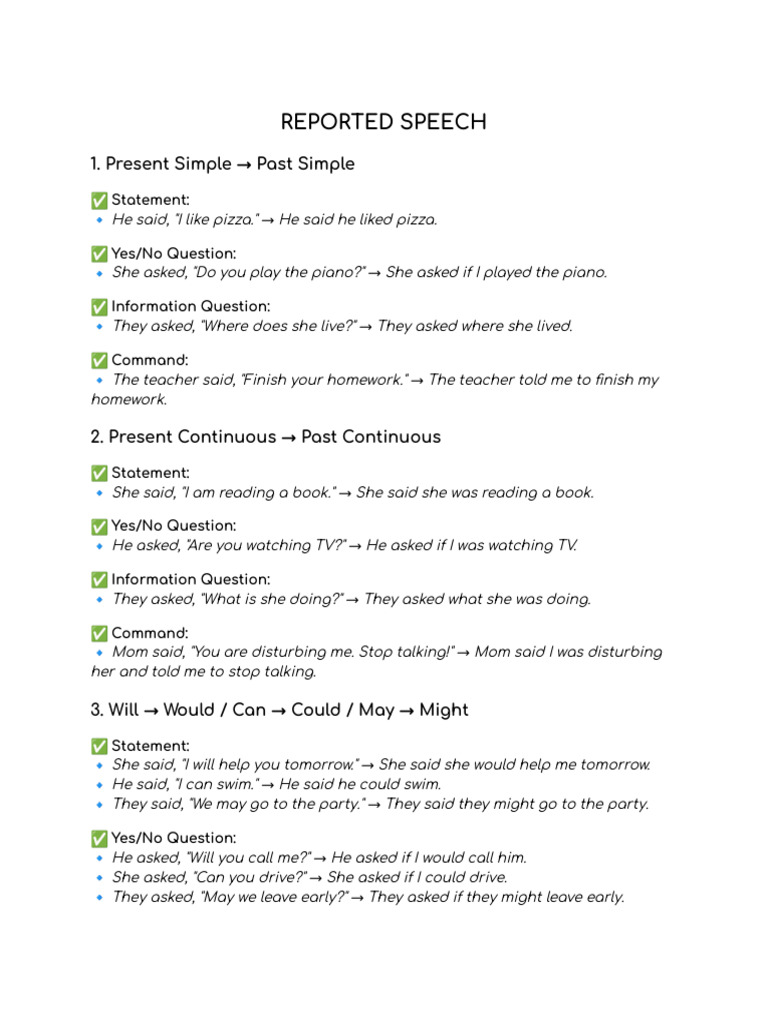Reported Speech and Adjective Prepositions | PDF