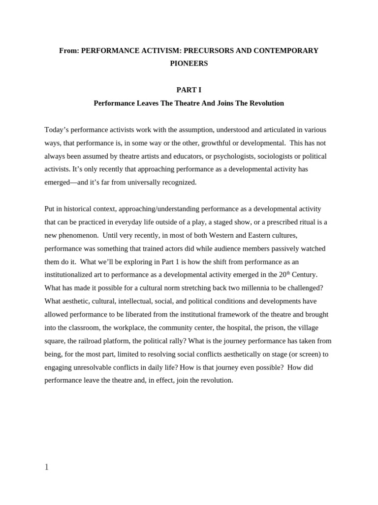 Evolution of Performance Activism | PDF | Rituals | Theatre