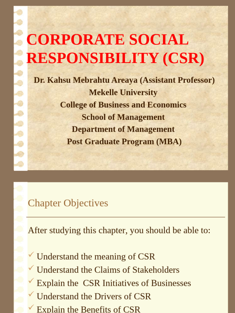 Chapter 3 Corporate Social Responsibility (CSR) | PDF | Corporate ...