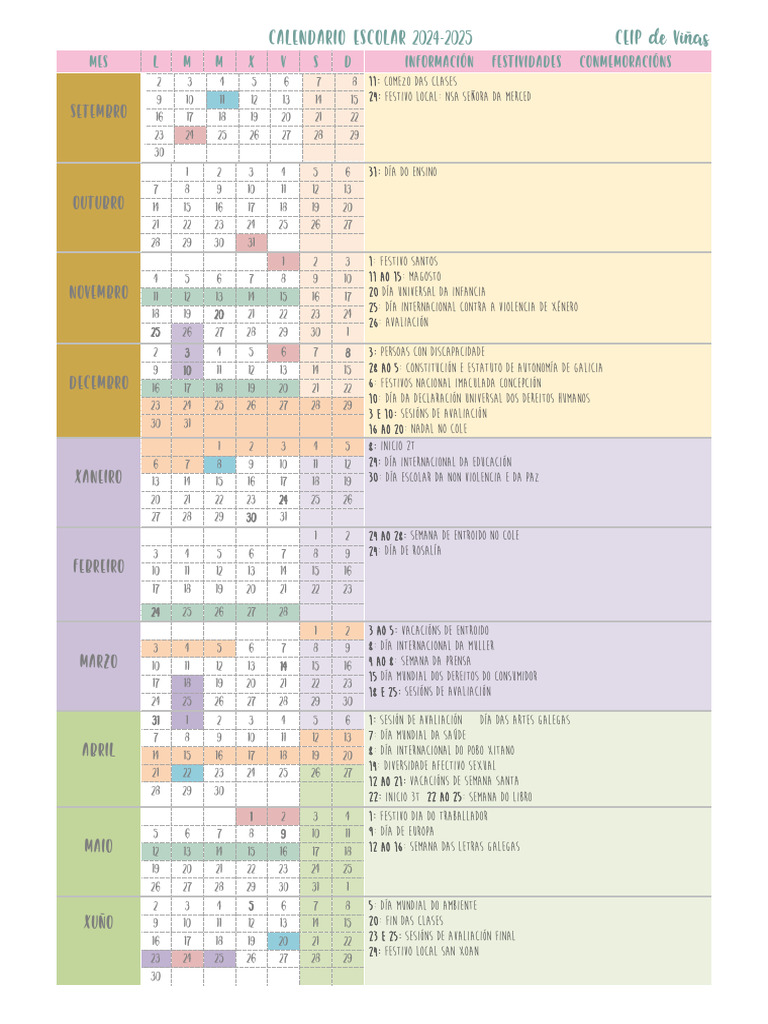 Calendario Escolar Curso 24-25 | PDF