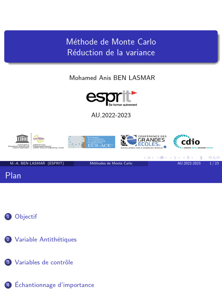 Réduction de variance en Monte Carlo | PDF | Méthode de Monte-Carlo ...