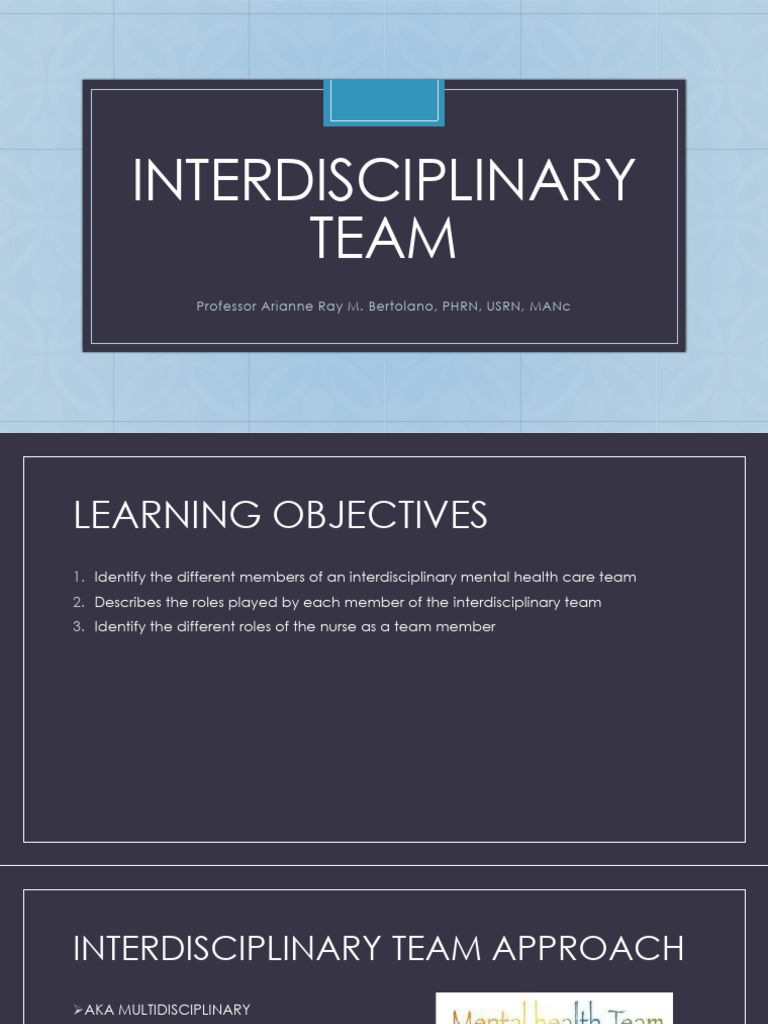 INTERDISCIPLINARY TEAM | PDF | Psychiatry | Mental Health