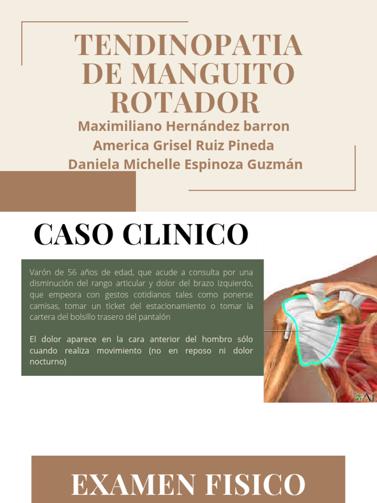 Tendinopatía del Manguito Rotador | PDF | Hombro | Extremidades (anatomía)