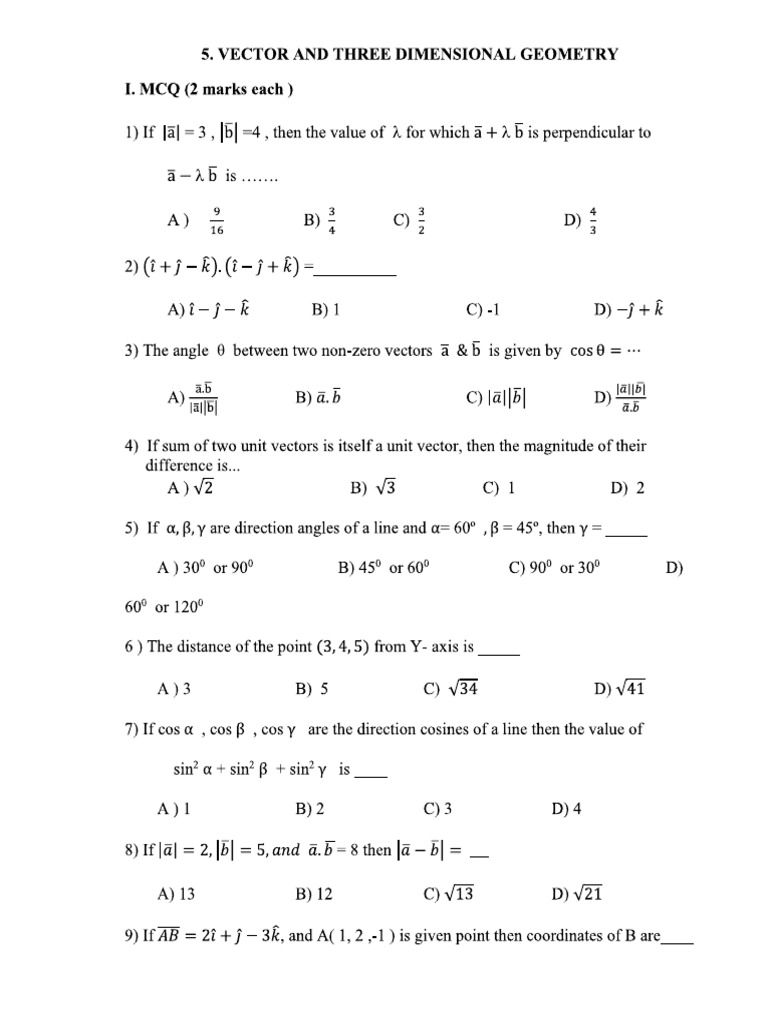 5.vectors Question Bank For Practice | PDF