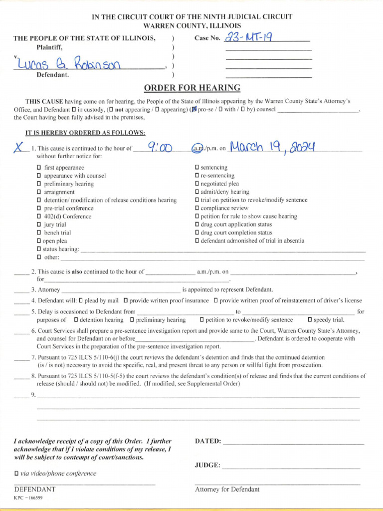 Order For Hearing | PDF