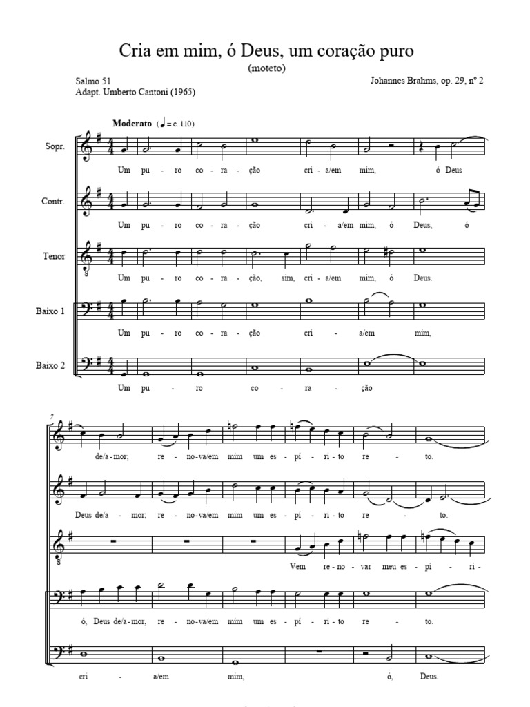 Cria Em Mim, ó Deus, Um Puro Coração (J. Brahms) | PDF