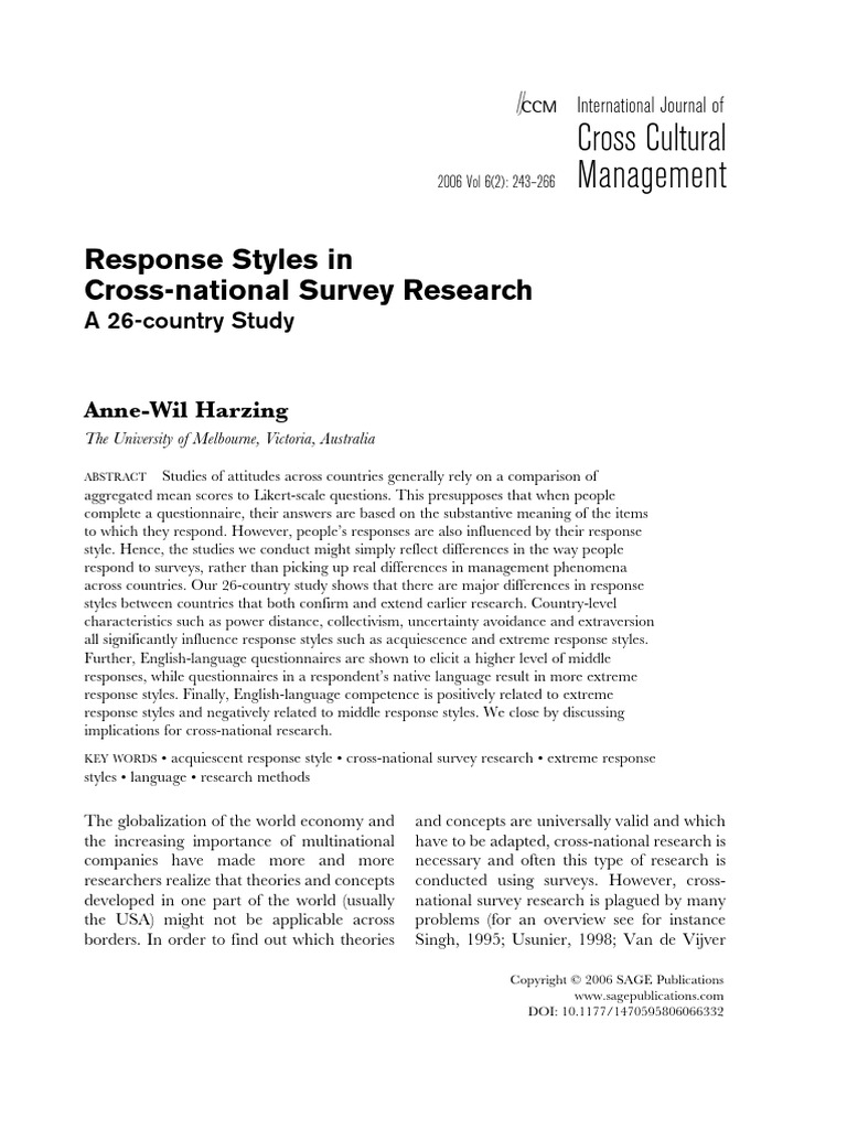 Harzing 2006 Response Styles in Cross National Survey Research A 26 ...