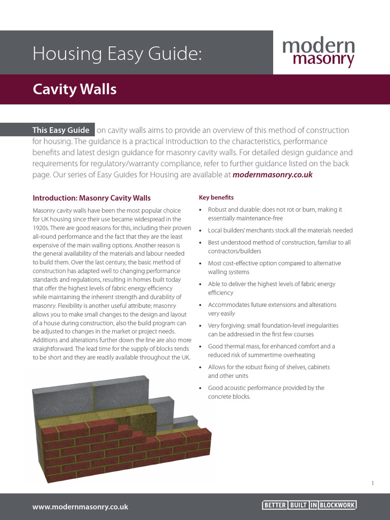 Cavity Walls: A Practical Guide | PDF | Building Insulation | Concrete