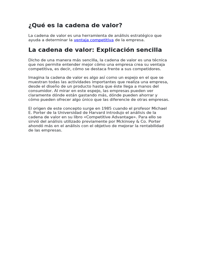 Qué Es La Cadena de Valor | PDF | Cadena de valor | Procesos de negocio
