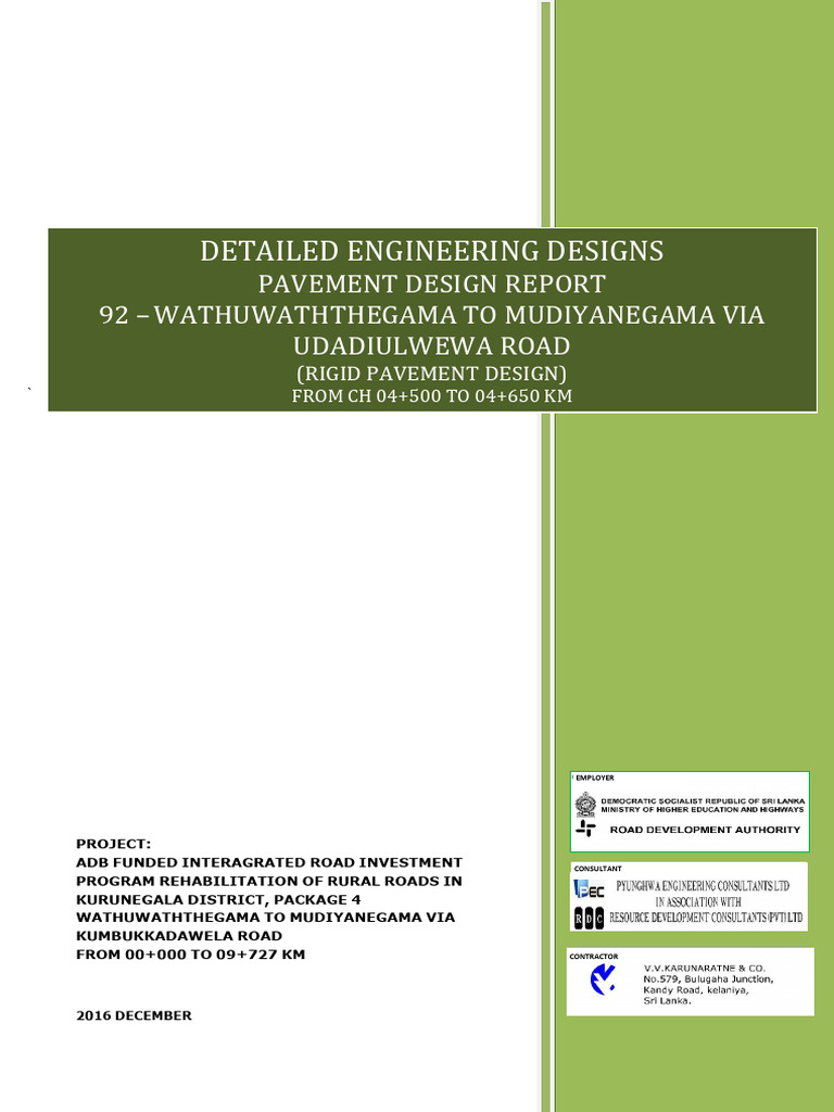 Rigid Pavement Design Report: KU4-92 | PDF | Road | Road Surface