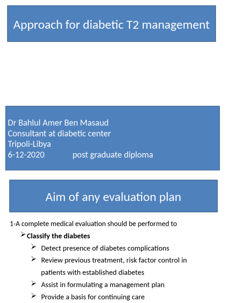 Diabetic T2 Management Evaluation Plan | PDF | Diabetes | Hypoglycemia
