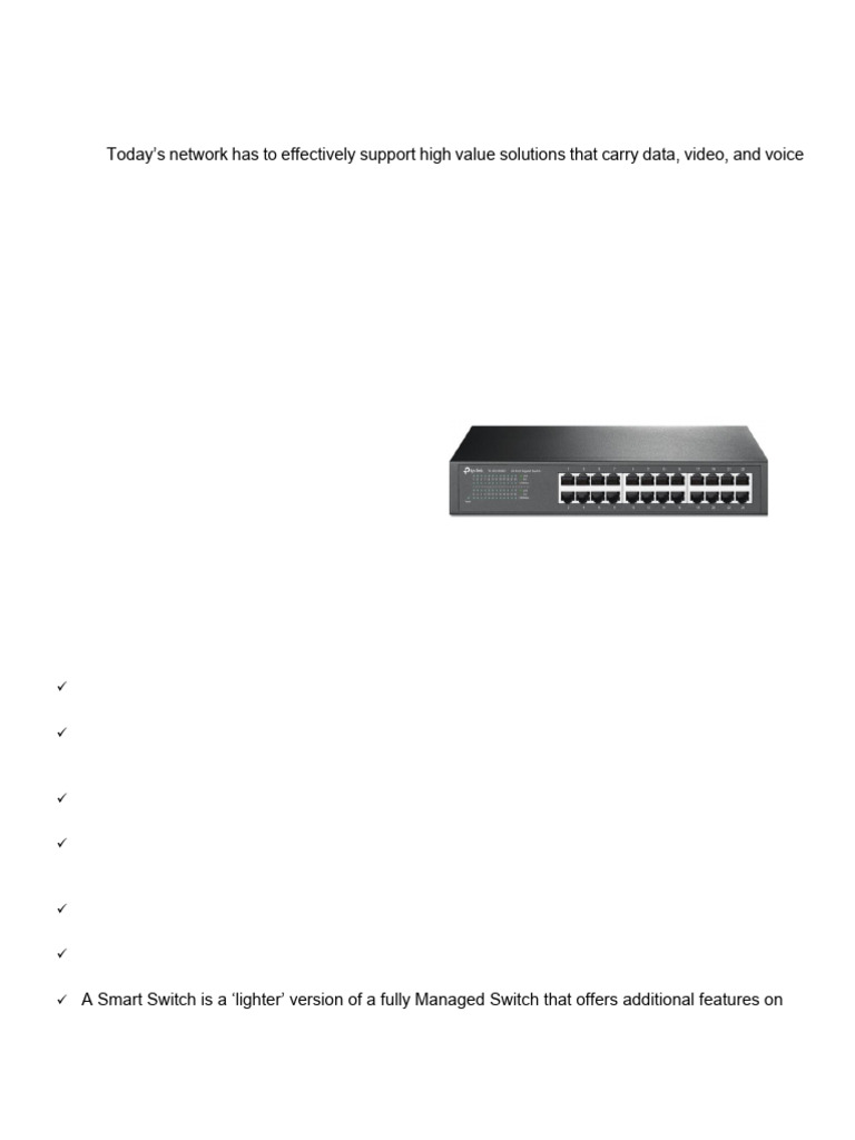 Managed vs Unmanaged Switch Overview | PDF | Computer Network | Network ...