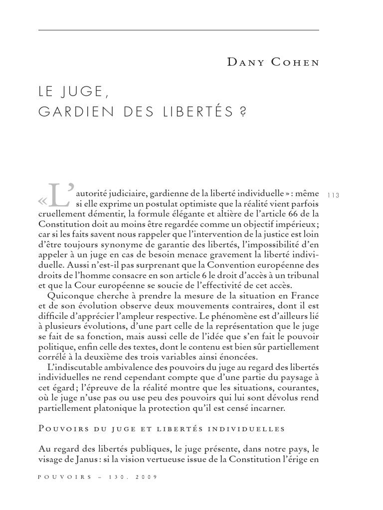 Pouvoirs du juge et libertés individuelles | PDF | Convention ...