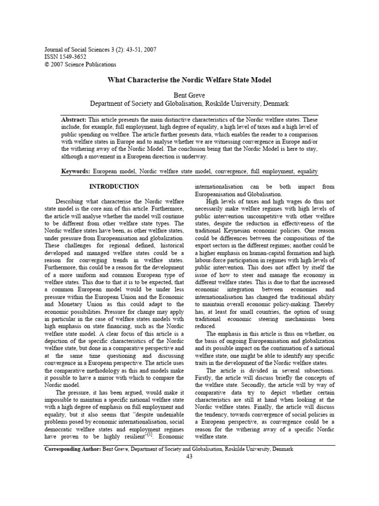 What Characterise The Nordic Welfare Sta | PDF | Welfare State | Labour ...